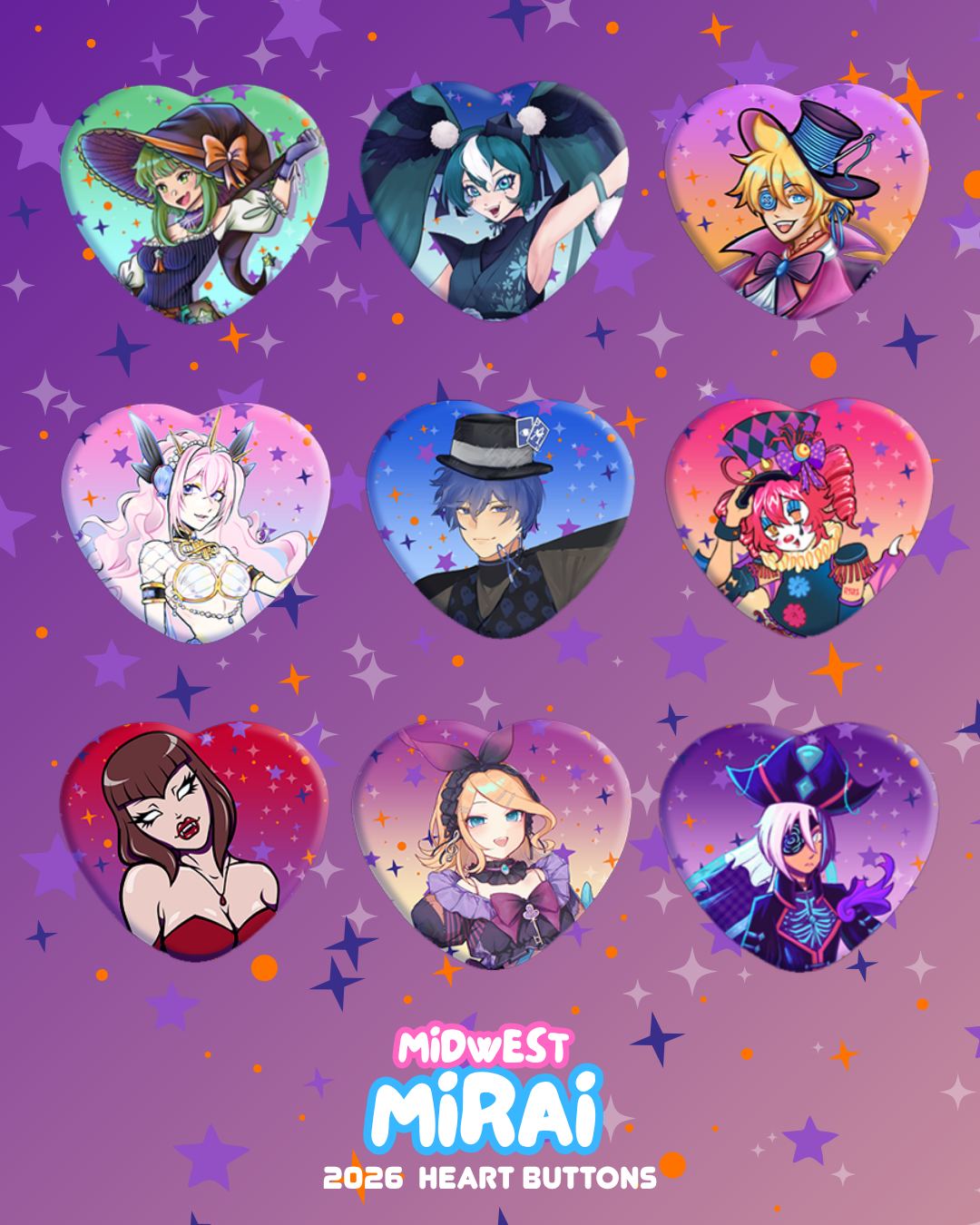 PREORDER Midwest Mirai 2026 Heart Buttons